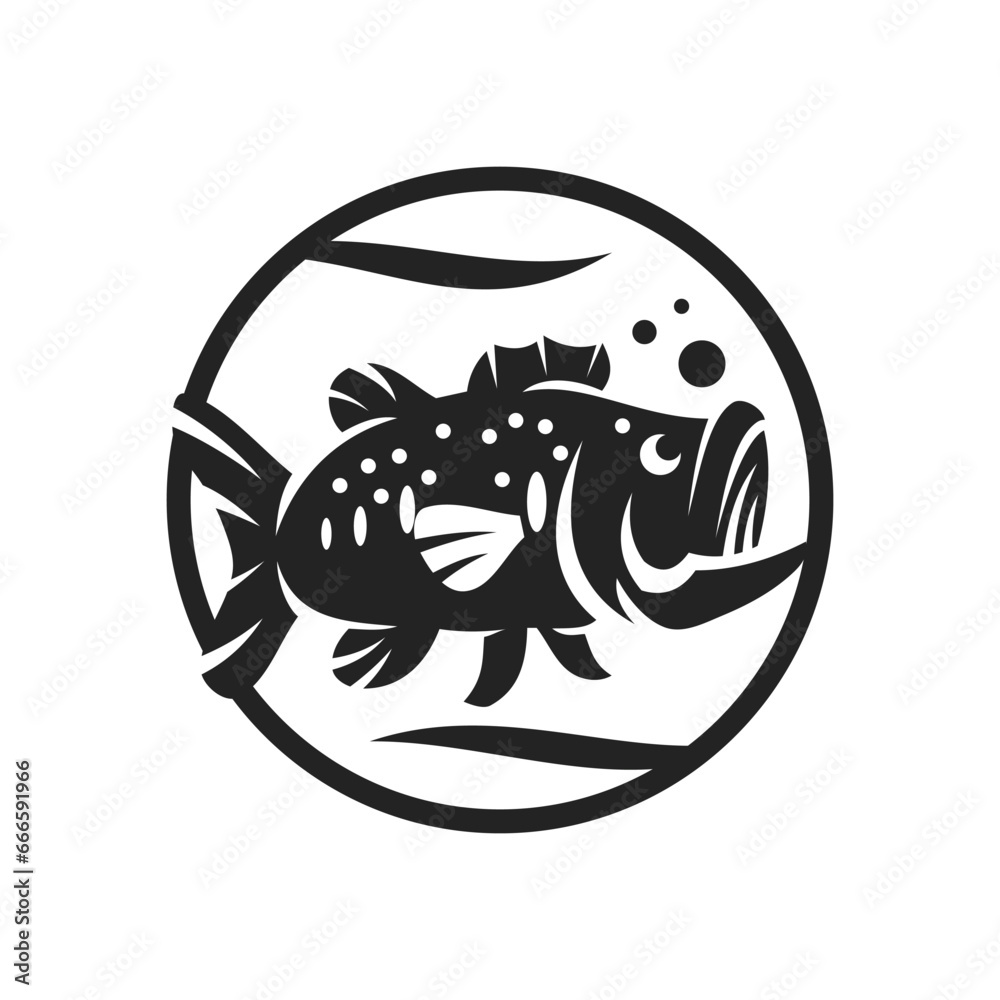 largemouth bass fish logo template Isolated. Brand Identity. Icon Abstract Vector graphic largemouth bass fish logo template Isolated. Brand Identity. Icon Abstract Vector graphic