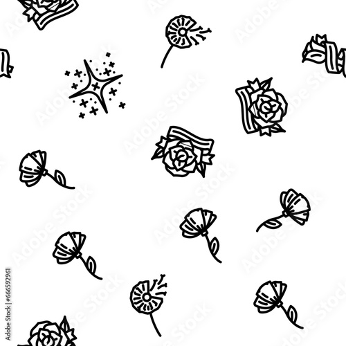 tattoo retro vintage vector seamless pattern thin line illustration