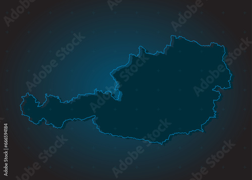 Vector map Austria on the radar screen