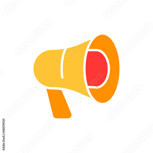 Loudspeaker line icon. Weather forecast, prime time, TV channel, radio, television, reporter, channel. Vector color icon on white background for business and advertising