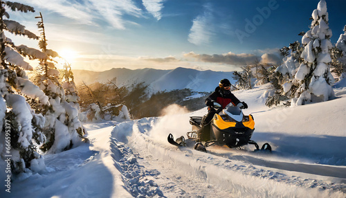 Foto Snowmobiling. Adventurous rides through snowy terrain