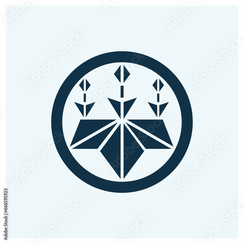 Kamon Symbols of Japan. Japanesse clan kamon crest symbol. japanese ancient family stamp symbol. A symbol used to decorate and identify people in family. Maruni Asanoha Giri