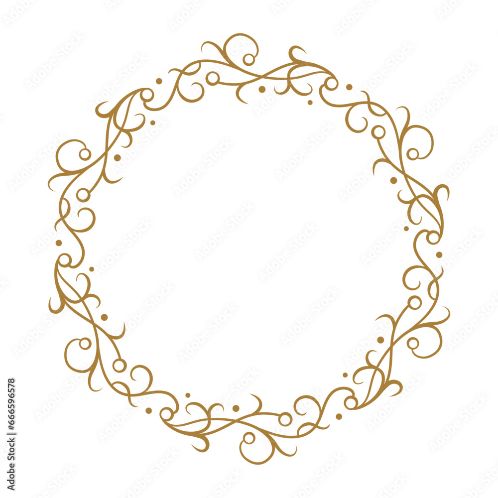 Vector round gold floral frame. Luxury wreath template for invitations and greeting cards. Vector round gold floral frame. Luxury wreath template for invitations and greeting cards.