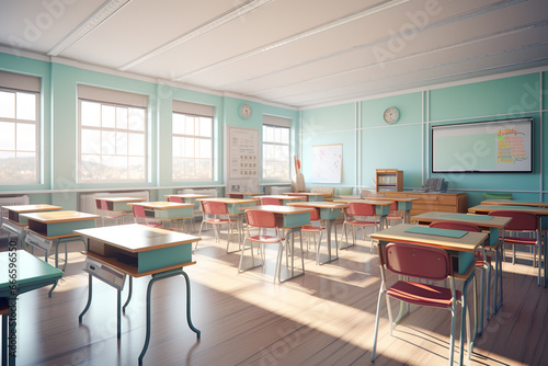 School classroom empty rooms with a minimalistic style