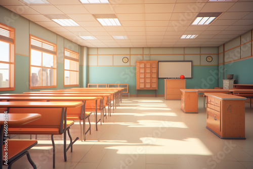 School classroom empty rooms with a minimalistic style © Srikanth