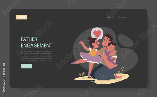 Engaged or committed fatherhood web banner or landing page.