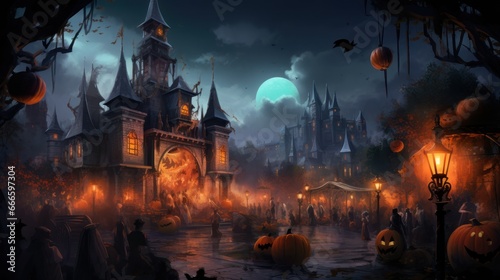 halloween background with pumpkins © chaynam