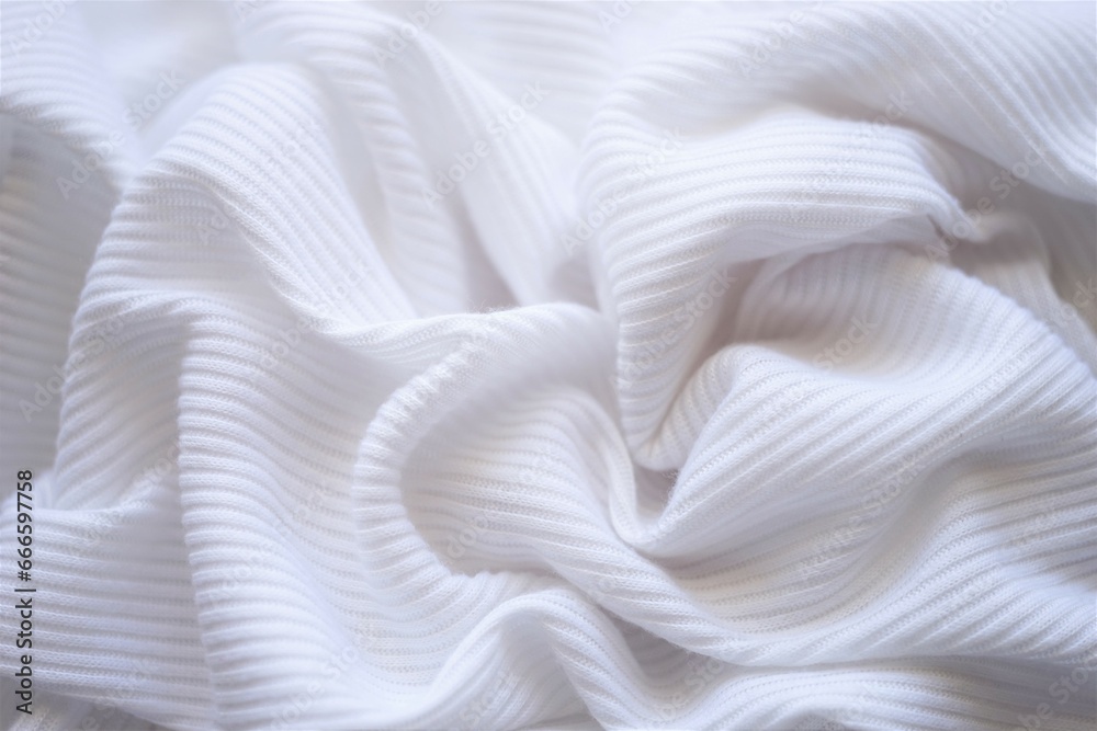 Closeup wrinkled white jersey, soft fabric background Closeup wrinkled white jersey, soft fabric background