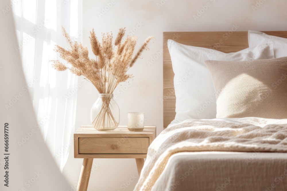 Obraz na płótnie boho style interior design of modern bedroom in country house w salonie