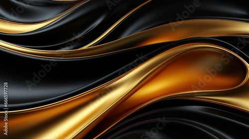 Golden black waves background