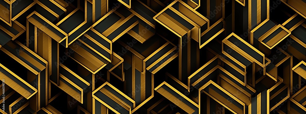 Seamless golden art deco isometric stacked cubes pattern. Vintage ...