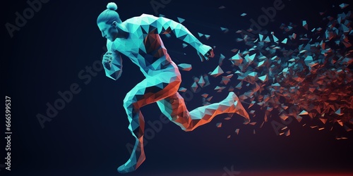 an illustration of a man running against a black background