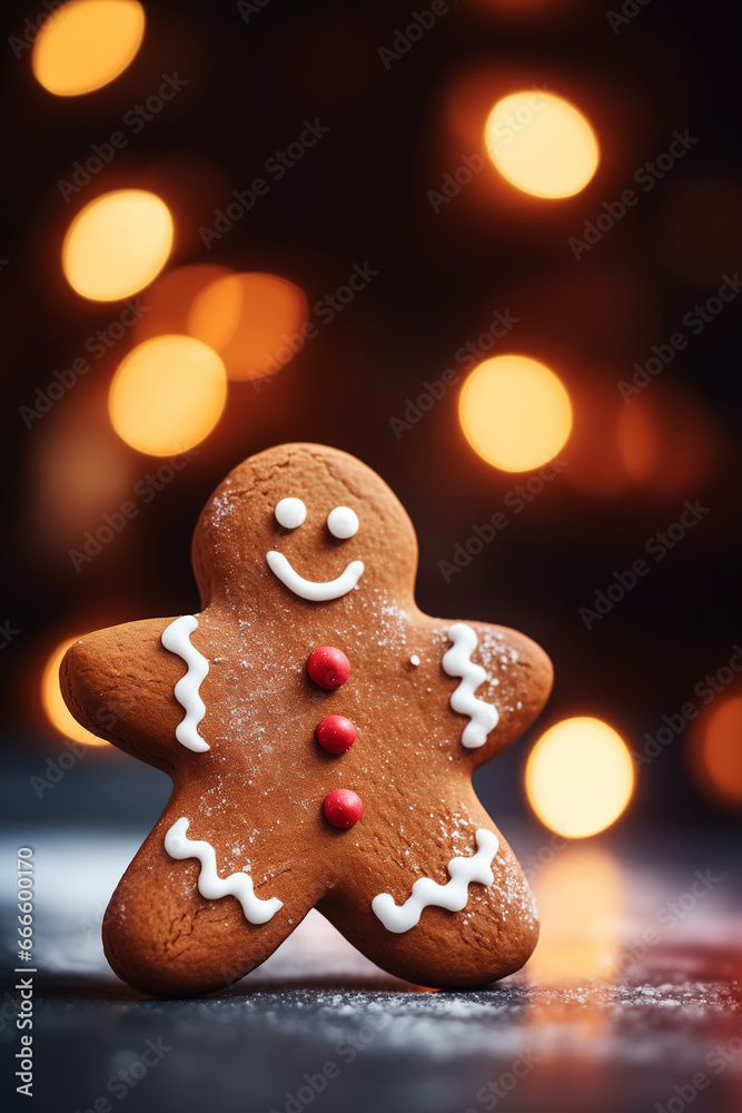 Сhristmas gingerbread cookies on a glowing background with a place for text.