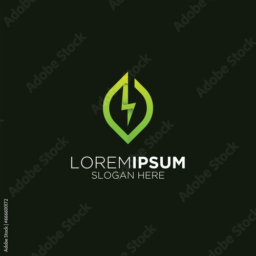electric current natural leaf logo design