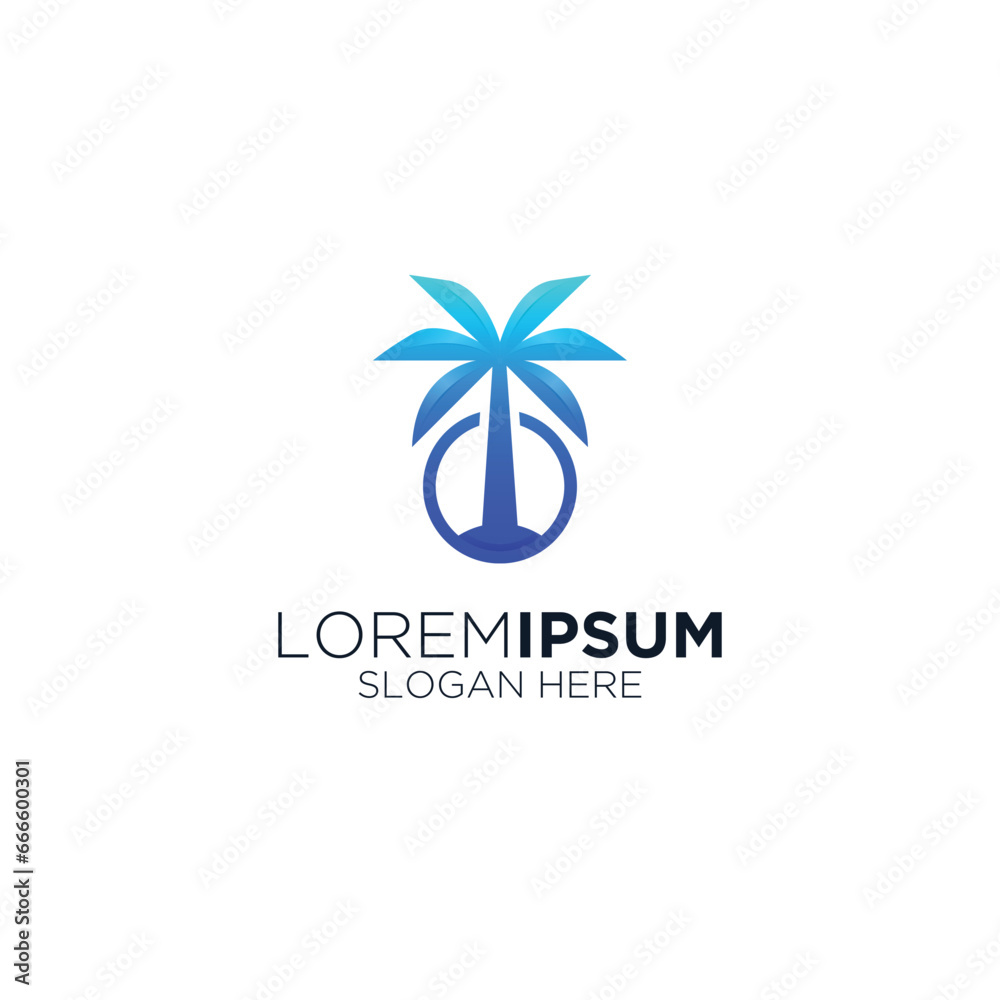 Modern palm coconut tree logo design