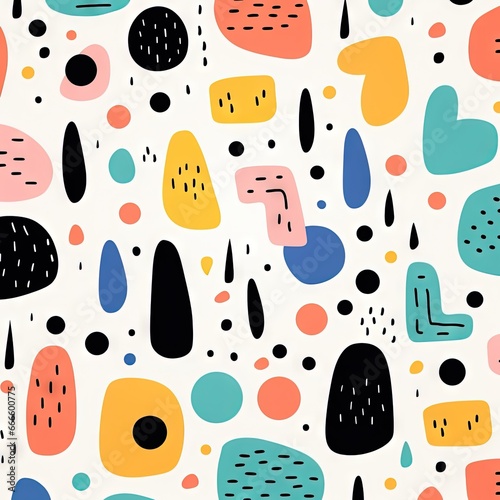 Modèle sans couture de doodle abstrait ligne drôle et mignon. Fond d’écran minimaliste pour les enfants. Toile de fond simple et enfantine. IA générative, IA