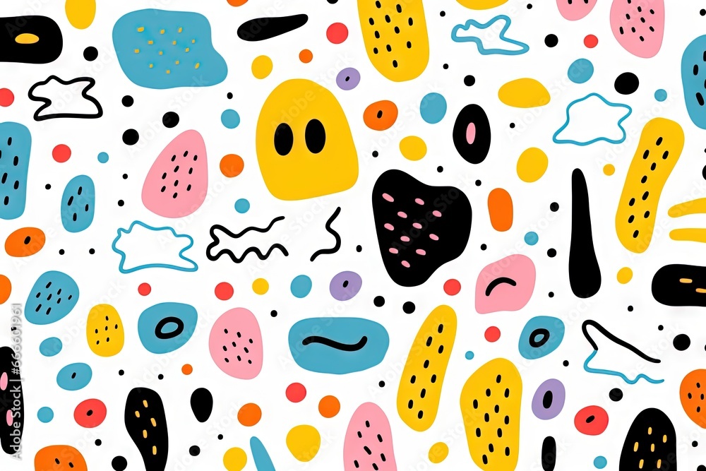 Modèle sans couture de doodle abstrait ligne colorée amusante. Fond d’écran minimaliste pour les enfants. Toile de fond simple et enfantine. IA générative, IA
