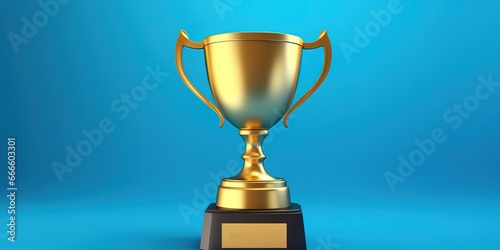 a gold trophy on a blue background