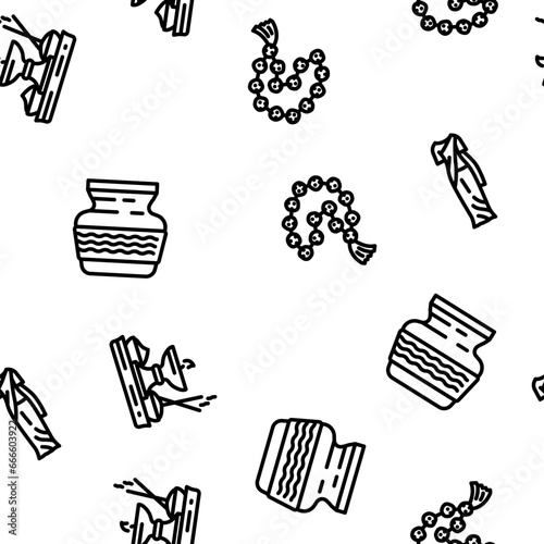 hinduism hindu god om vector seamless pattern thin line illustration