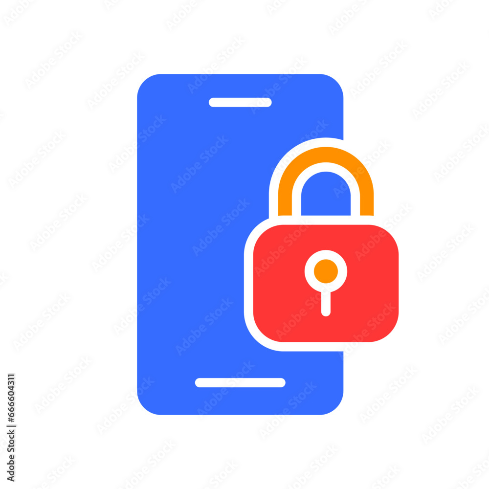 Smartphone with lock line icon. Gadget, social network, applications, Internet, technology. Vector color icon on a white background for business and advertising Smartphone with lock line icon. Gadget, social network, applications, Internet, technology. Vector color icon on a white background for business and advertising