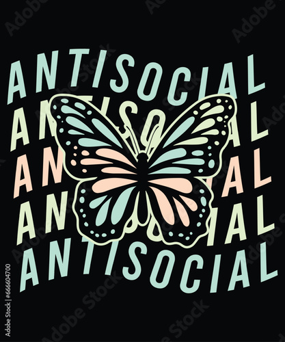 Antisocial butterfly colorful pattern design