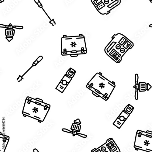 glamping tent nature luxury tipi vector seamless pattern thin line illustration