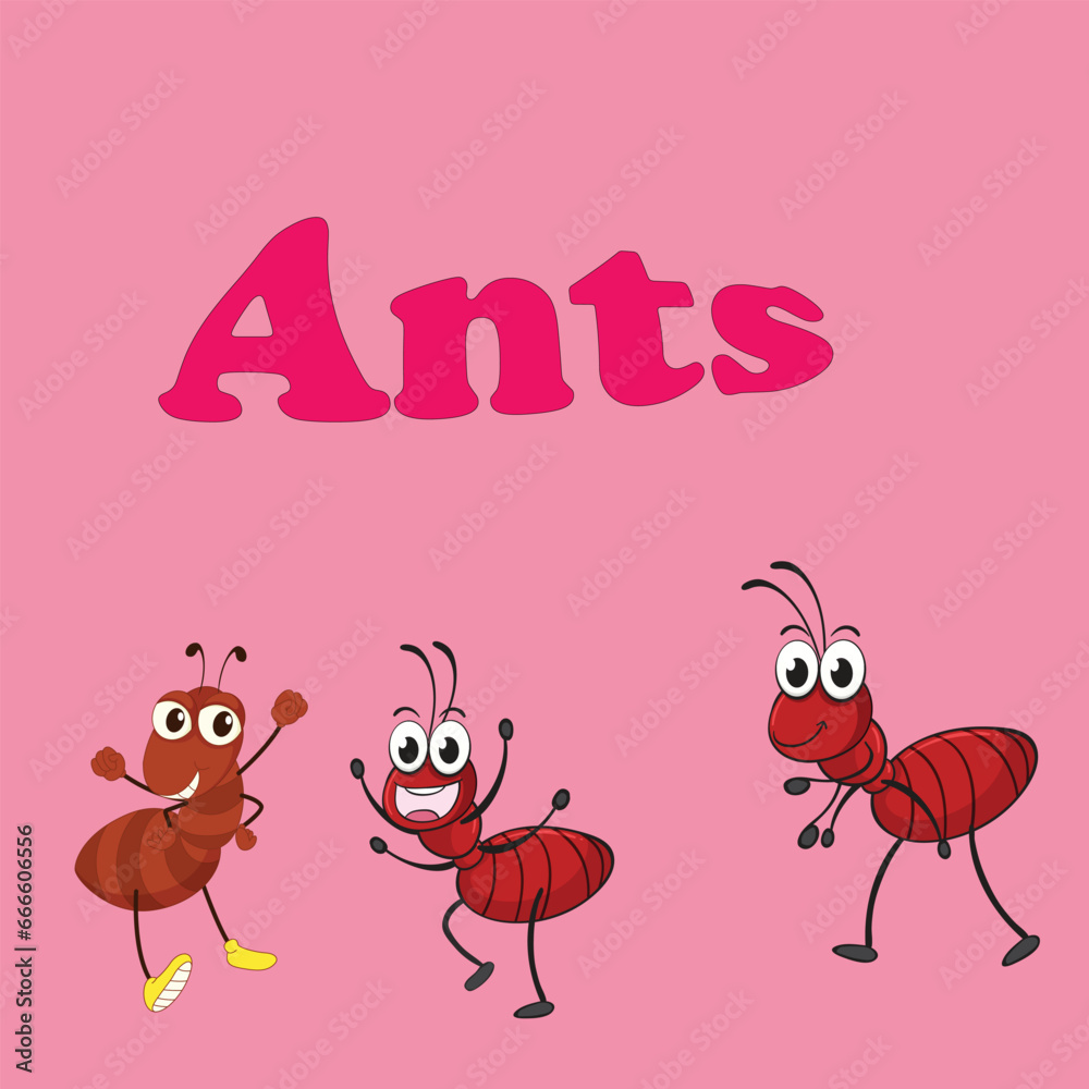 This is a flashcard. It will help kids of kindergarten Montessori or preschoolers to learn spellings and identify objects. It will be of a great help for teachers .Ants illustration This is a flashcard. It will help kids of kindergarten Montessori or preschoolers to learn spellings and identify objects. It will be of a great help for teachers .Ants illustration