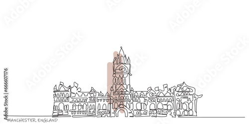 Line Art of façade of Manchester Town Hall England important Landmark