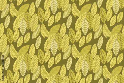 Leaf pattern, green leaves random seamless pattern, vector illustration for background