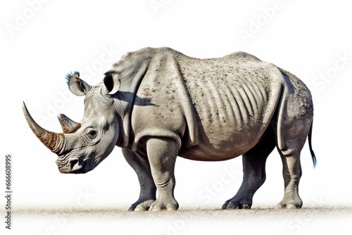 White background rhinoceros. Generative AI © Oberon