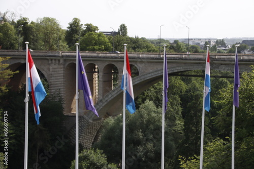 Flags in a park of Luxembourg