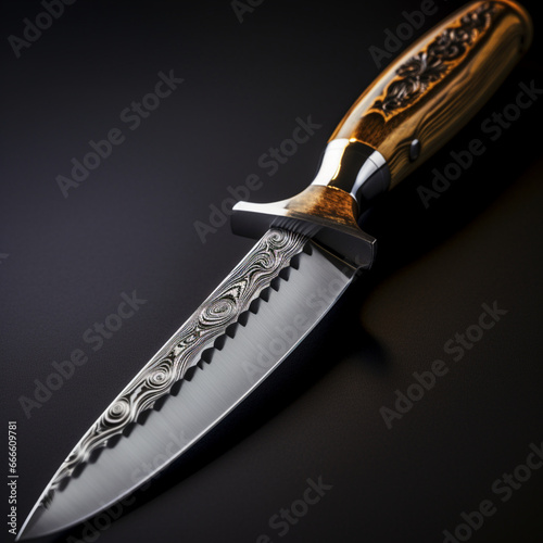 Fotografia Fondo con detalle y textura de cuchillo de diseño de lujo, con fondo de tonos os