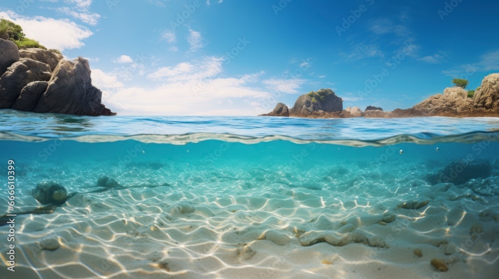 Fototapeta premium Beautiful beach with transparent waters and white sand