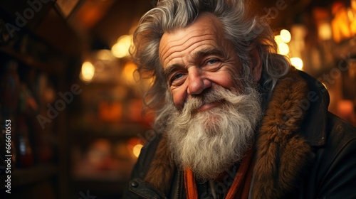 Portrait illustration of an elderly man smiling at camera