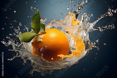 orange in water splash photography