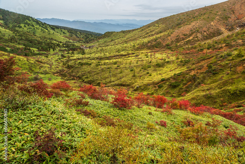 秋の志賀草津高原ルート 山田峠付近から草津白根・芳ヶ平方面の紅葉 photo