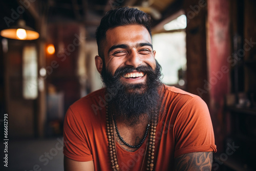 Smiling South Asian Bearded Male