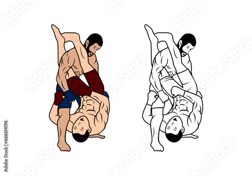 Mixed Martial Arts Cartoon Character Design Illustration vector eps format , suitable for your design needs, logo, illustration, animation, etc.