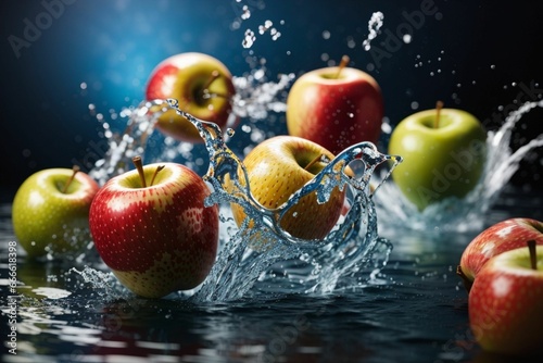 Water splash on apple fruit