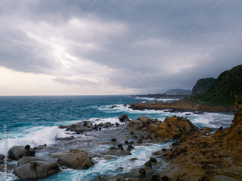 The coastal area of the island at the Heping Island GeoPark in Keelung, Taiwan.