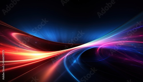 Brilliant dynamic scene. neon flash. colorful rays. Magic moving fast lines. bright studio. Holographic display. mystical beam. Stylish fantasy space...