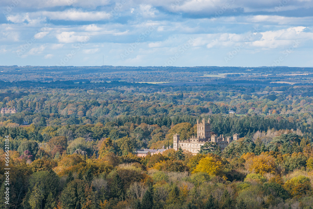 Amazing view of the highclere castle, located in Newbury, Berkshire, United Kingdom