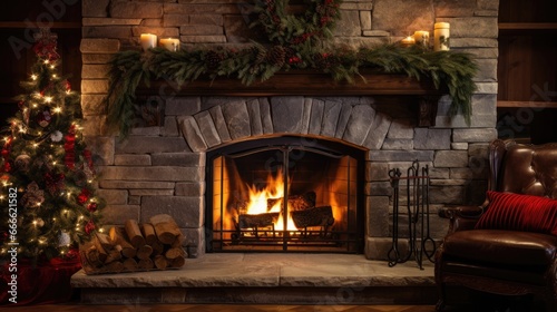 Christmas holiday winter time home fireplace