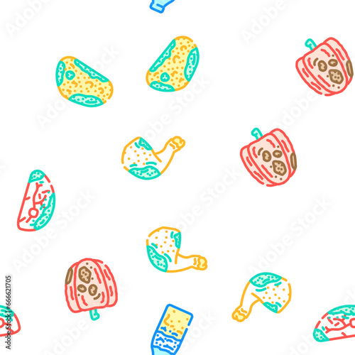 rotten food waste vector seamless pattern thin line illustration