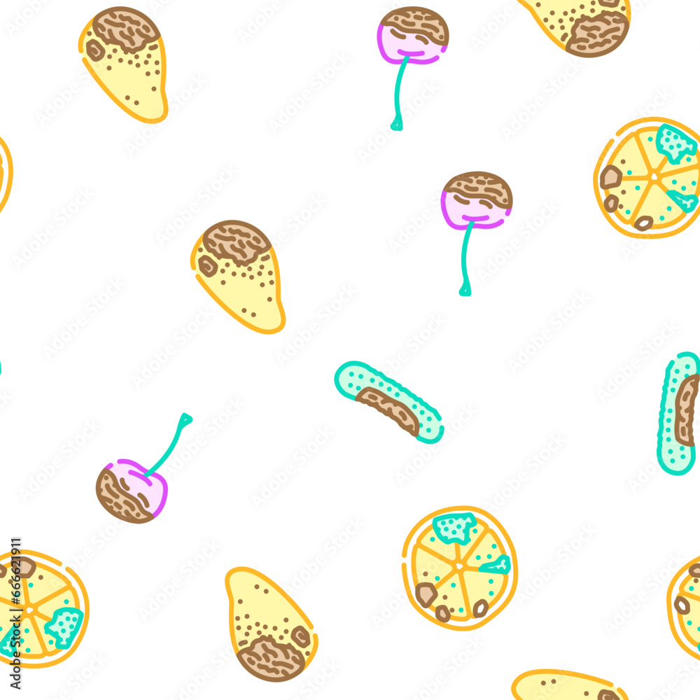 rotten food waste vector seamless pattern thin line illustration