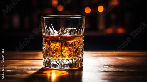 glass of whiskey on table