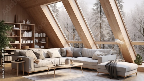 Scandinavian home interior design of modern living room © FryArt Studio