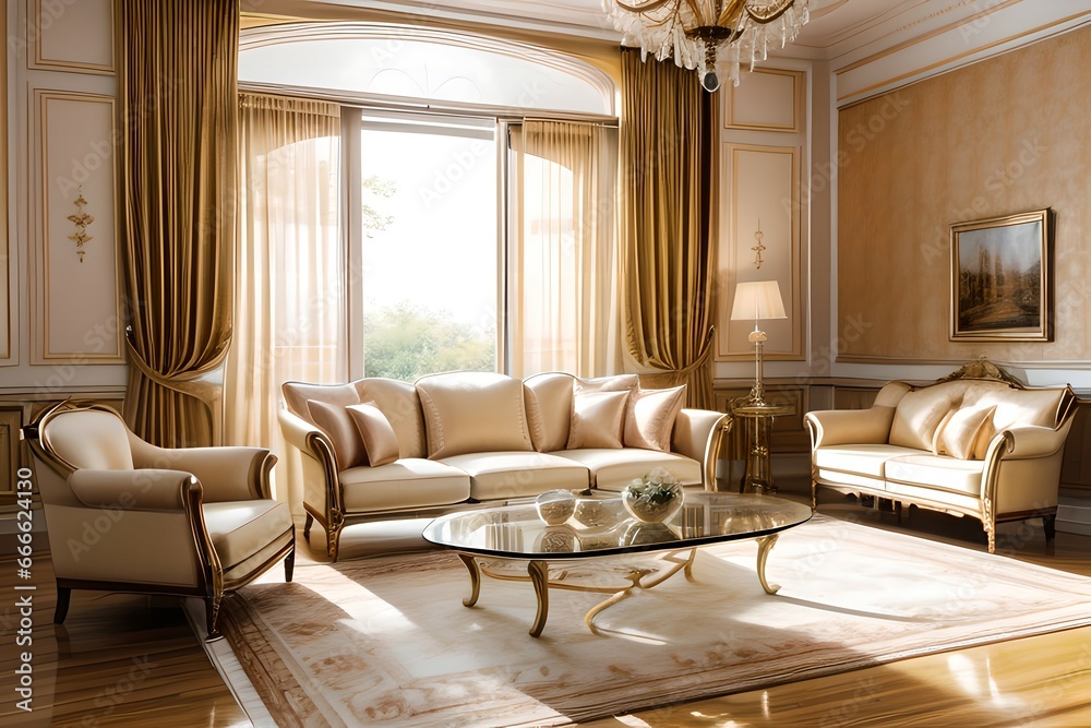 Fototapeta premium 6. Palace concept luxury living room and sofa interior. 