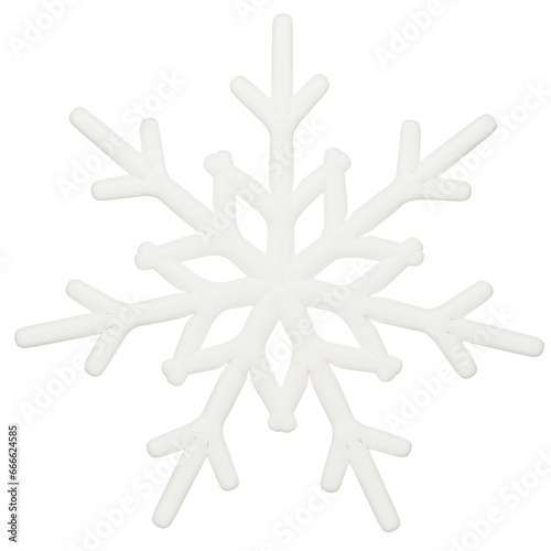 A 3D rendering snowflake is a delicate, three-dimensional winter decoration.