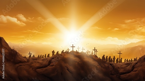 Easter morning with silhoue...